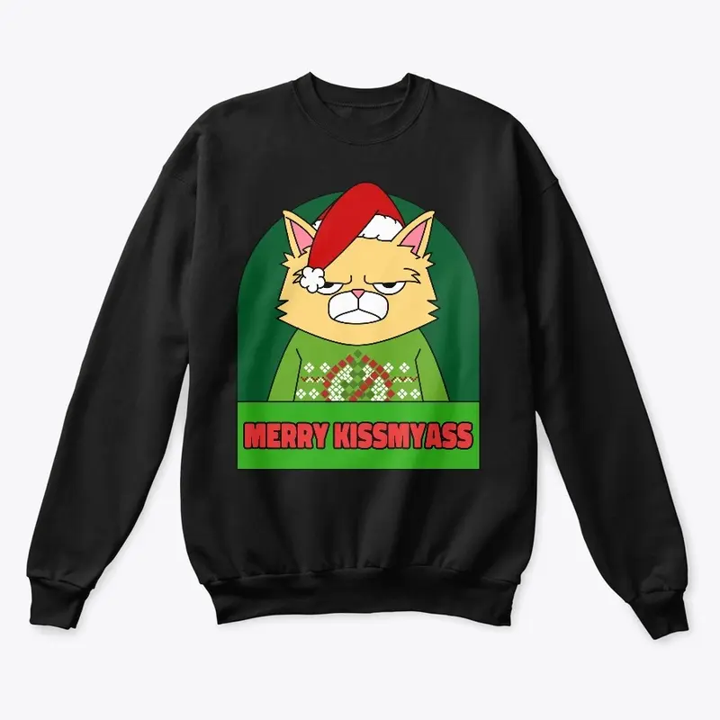 Merry Kissmyass Funny Christmas Cat