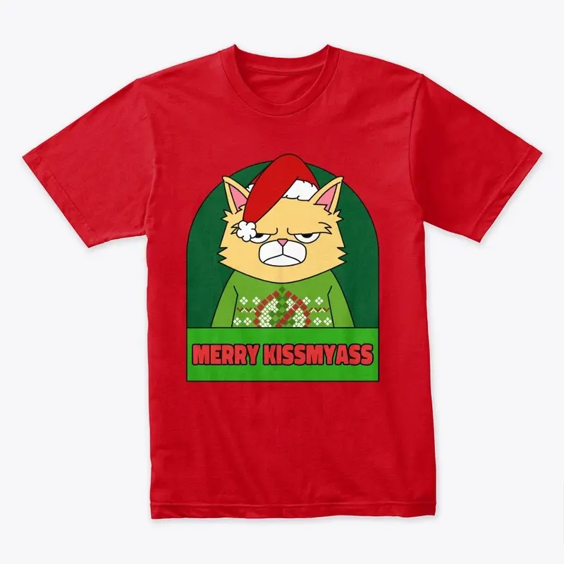 Merry Kissmyass Funny Christmas Cat